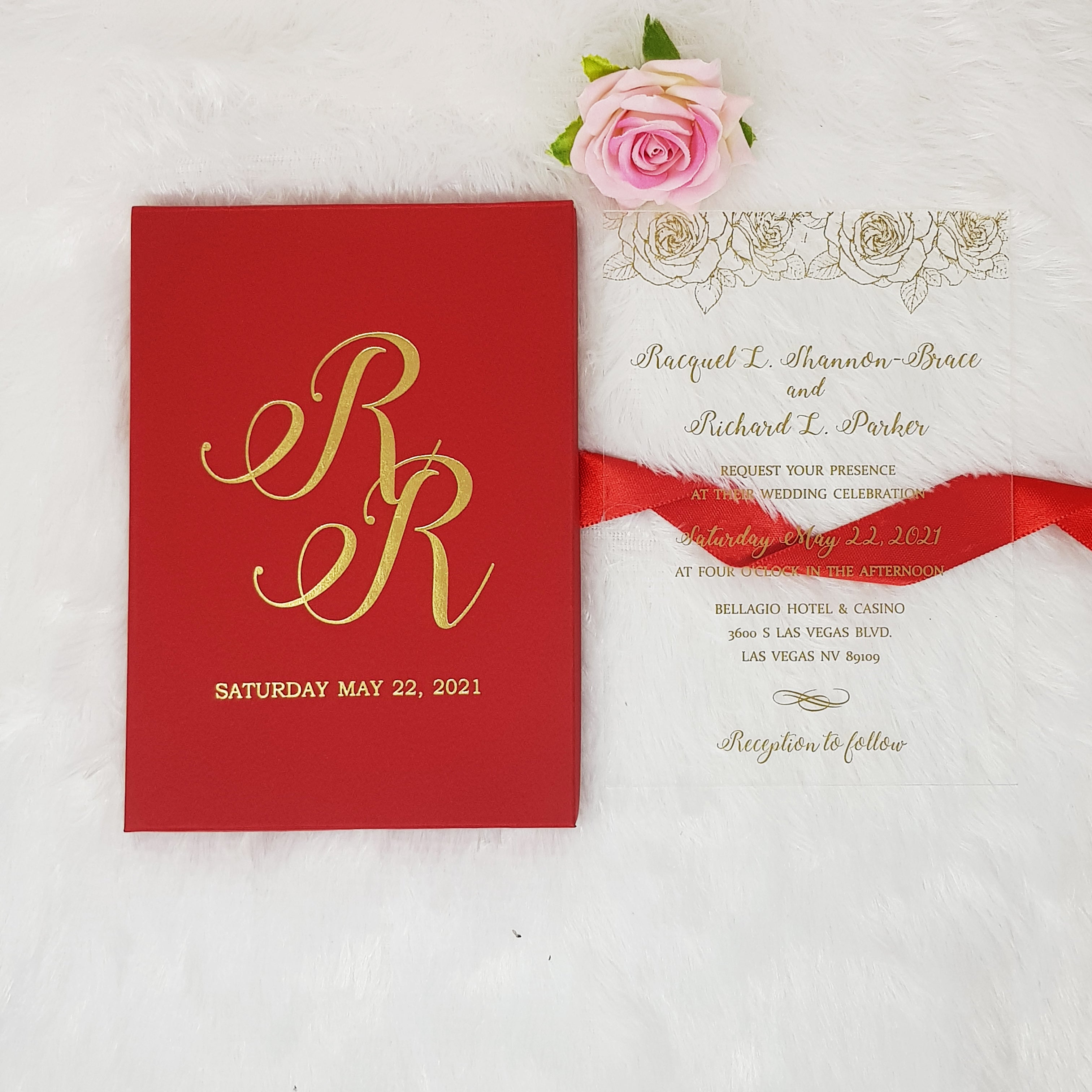 Gold Mirror Box Wedding Invitations, Customized Gold Foil Printing Box