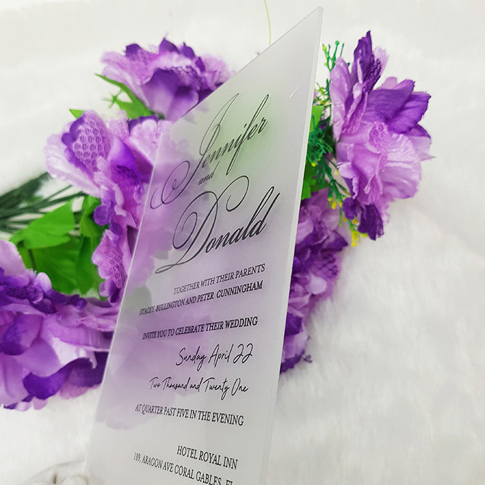 Romantic Lavender and White Floral Acrylic Wedding Invitation UV Printing  ACR14