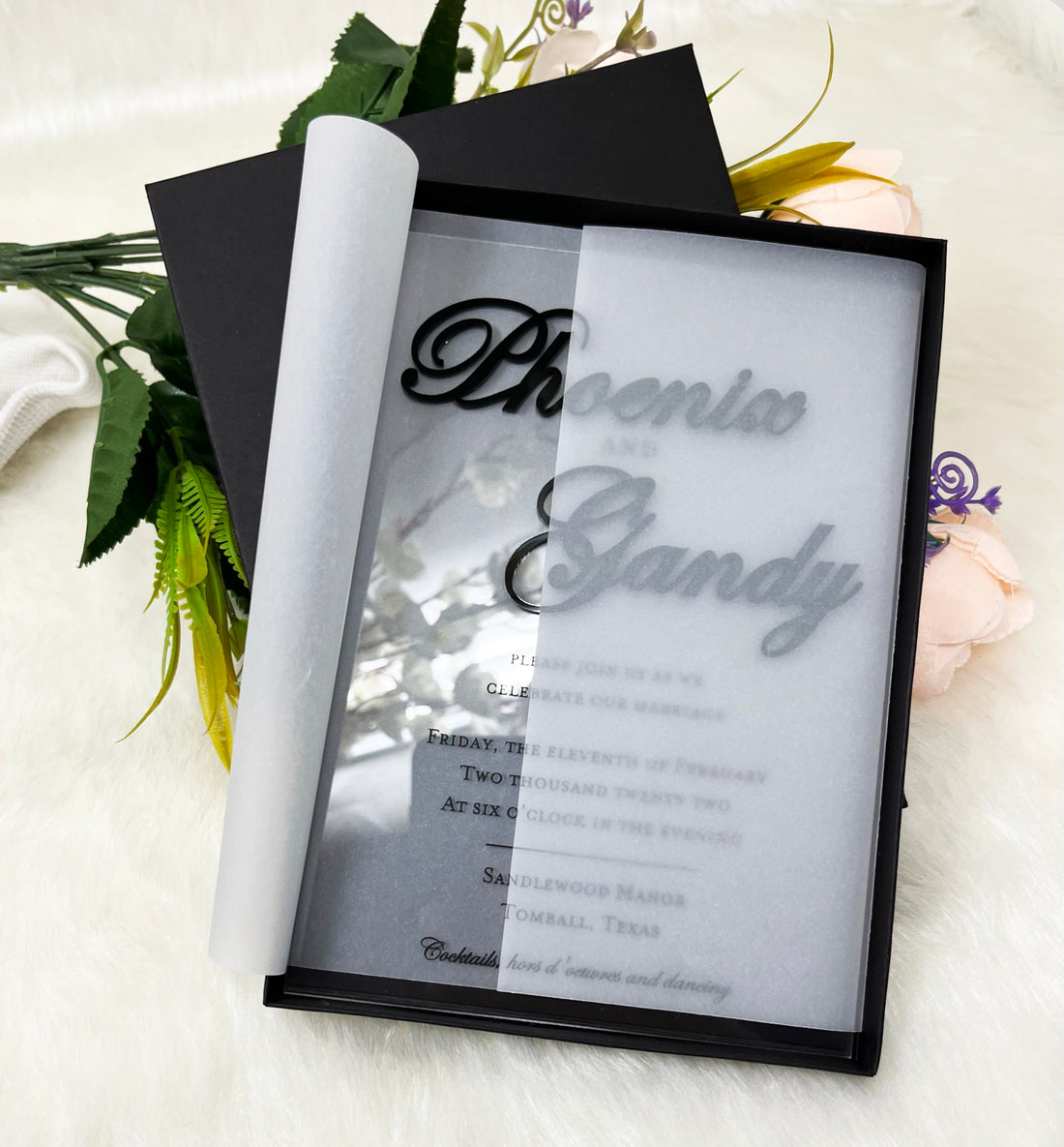 Acrylic Clear Invite Card with Blank Box, Hebrew Personalized Plexiglass  Wedding Invitation, 10Pcs