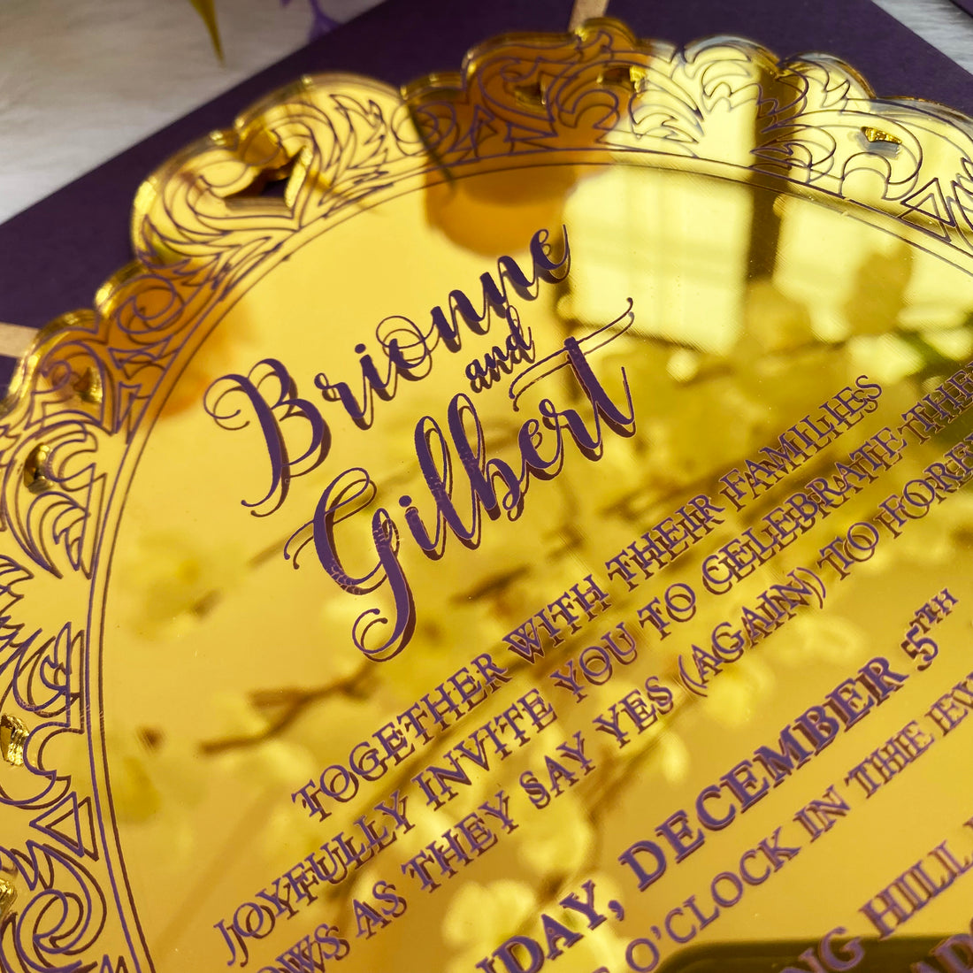 Printing Factory Price Special Gold Mirror Blank Acrylic Invitations  Wedding Invitation Card