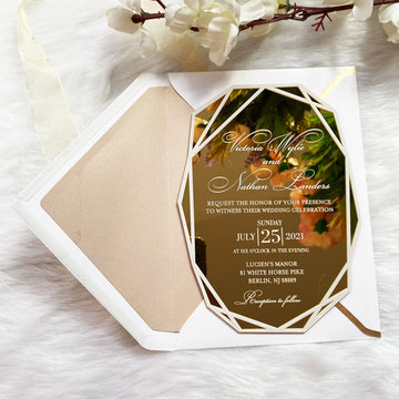 Custom Suede Pocket & Clear Acrylic Invitation – Boxed Wedding Invitations